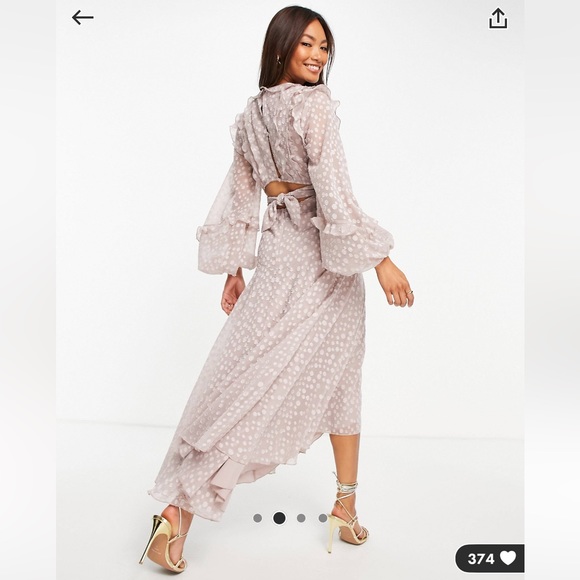 NWT ASOS pleat detail midi dress in jacquard satin spot - Picture 7 of 7